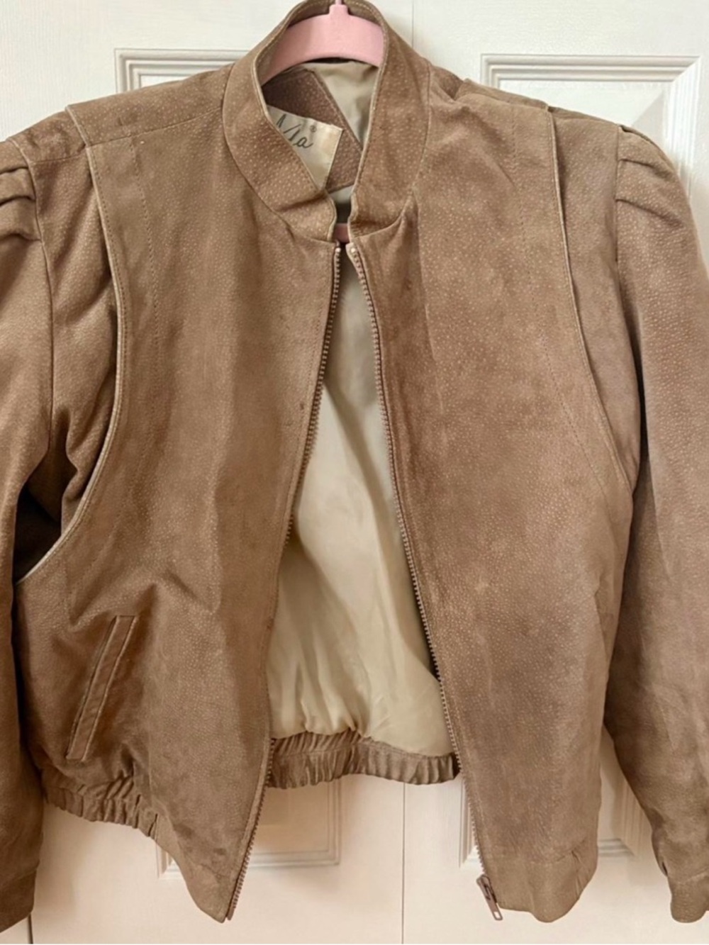 Ada Suede Bomber Jacket - Taupe Brown
